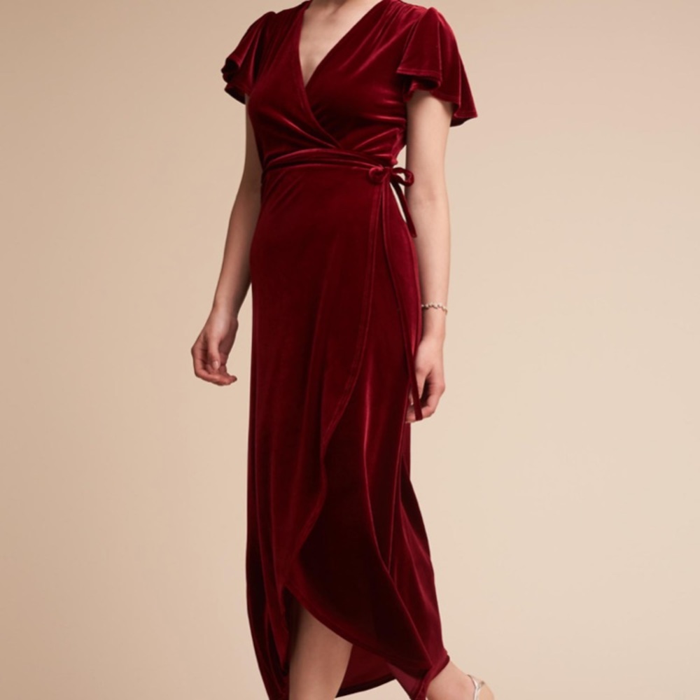 BHLDN Thrive Velvet Wrap Dress
